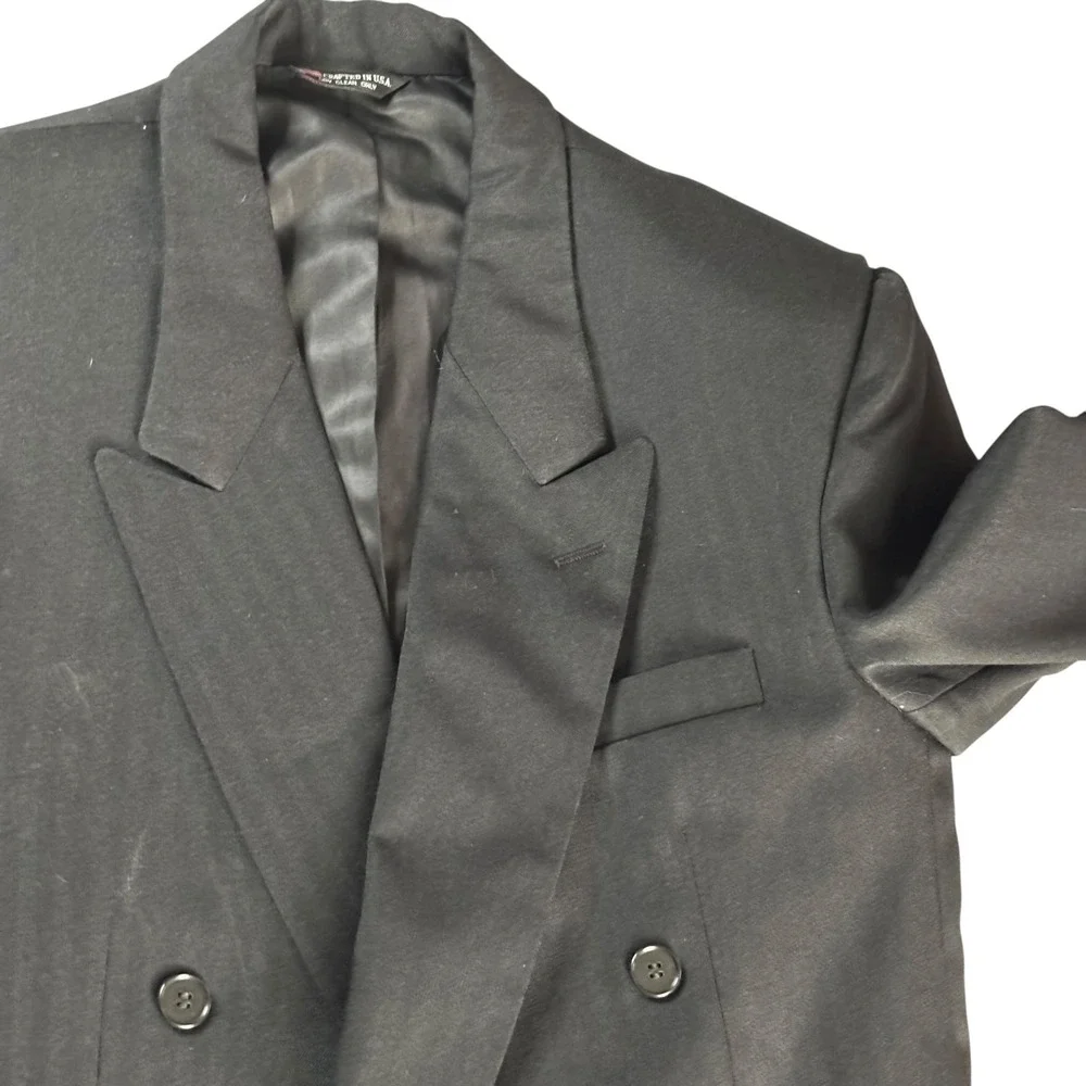 Raffinati Double Breasted Blazer Mens Black Striped Peak‎ Lapel Formal Classic